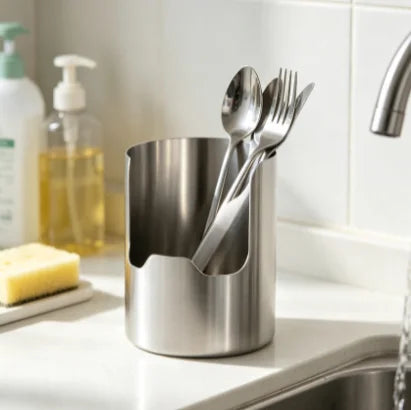 Stainless steel kitchen utensil and pot lid holder