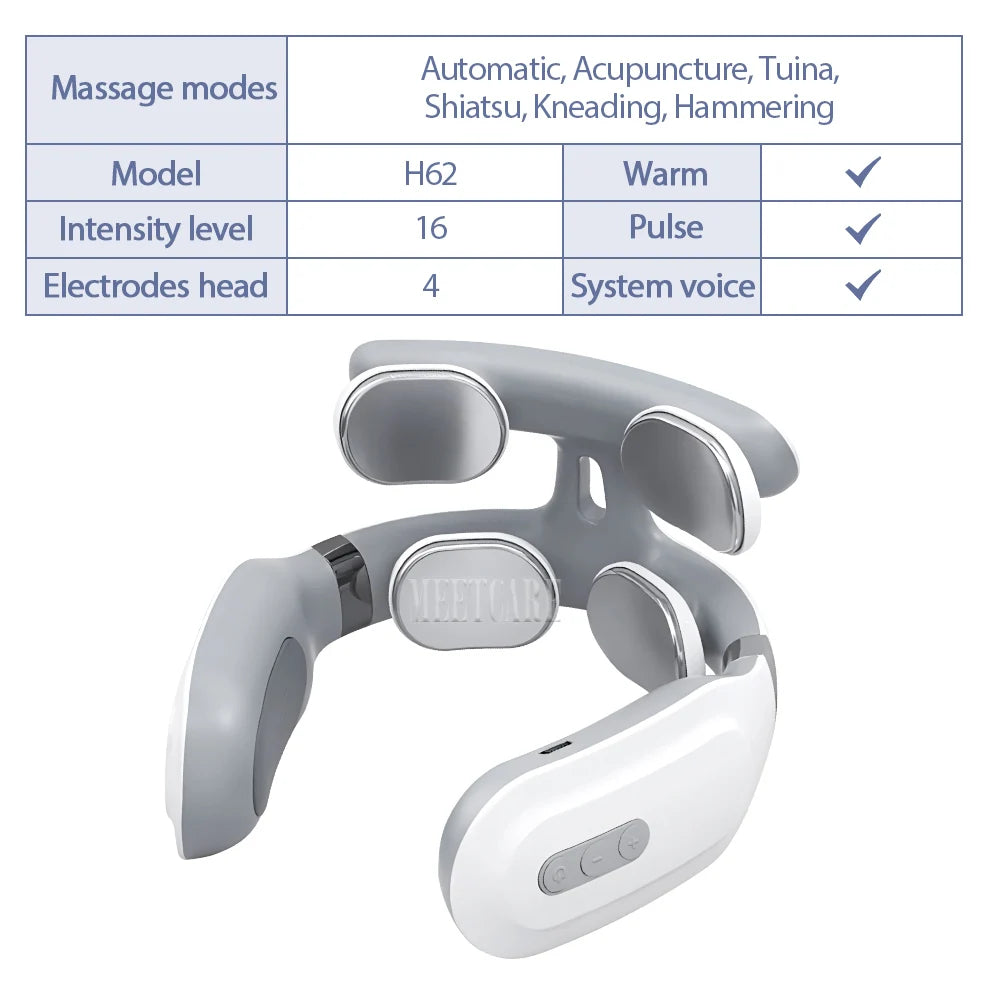 Smart Neck Massager – Heated TENS Pulse Cervical Massager