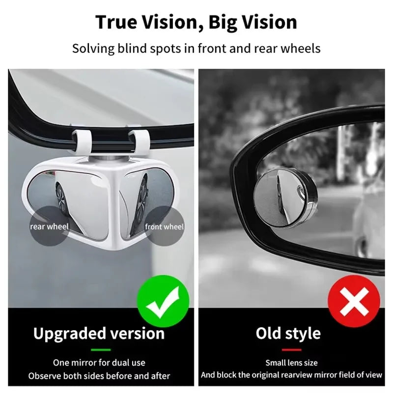 360° Adjustable Blind Spot Mirror – Dual Wide Angle Auxiliary Rearview Mirror for Car Front & Rear Wheels