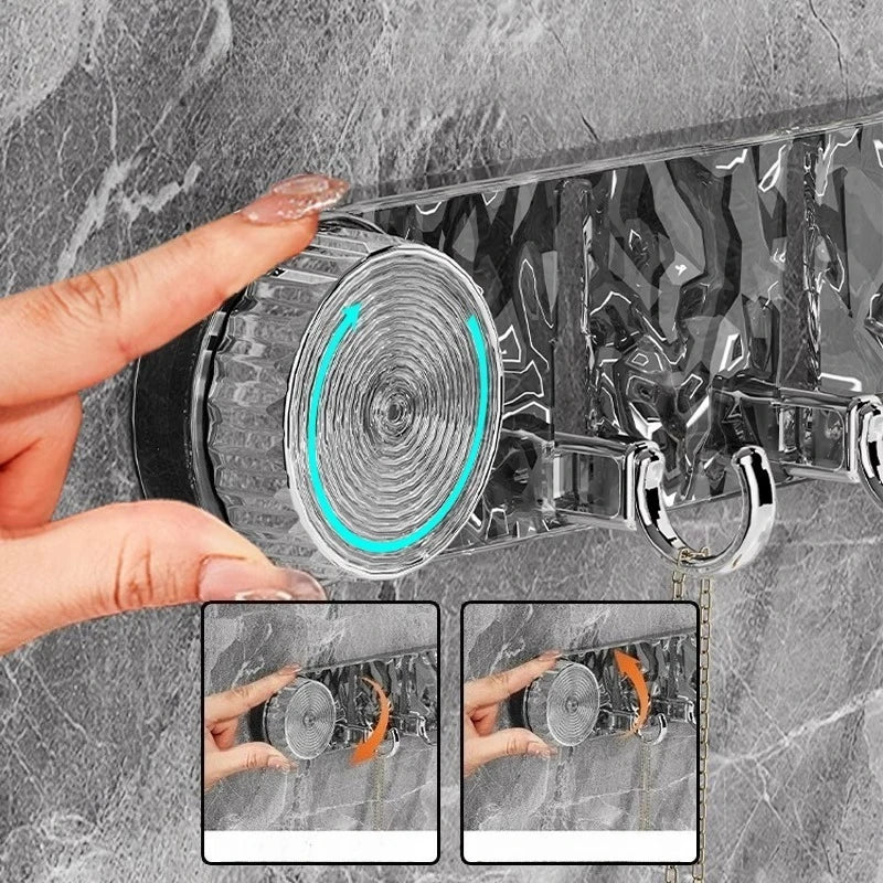 Suction Cup Hook Rail – 5 Hook No-Drill Wall Organizer