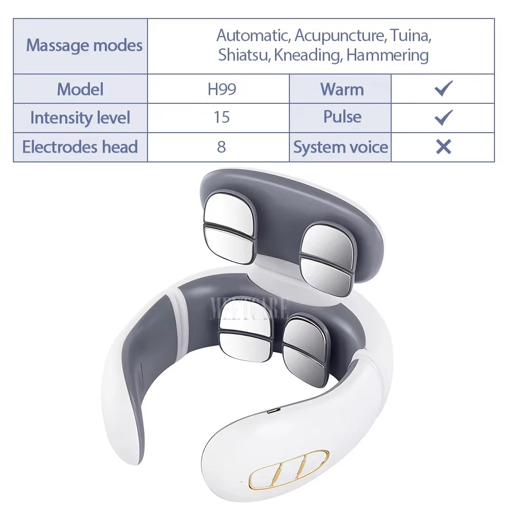 Smart Neck Massager – Heated TENS Pulse Cervical Massager