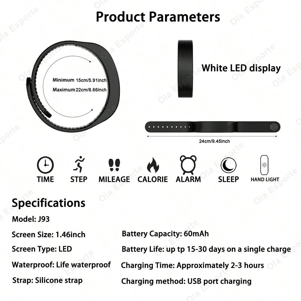HT30 Smart Bracelet Waterproof LED Fitness Tracker