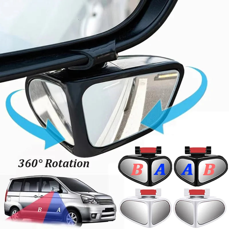 360° Adjustable Blind Spot Mirror – Dual Wide Angle Auxiliary Rearview Mirror for Car Front & Rear Wheels