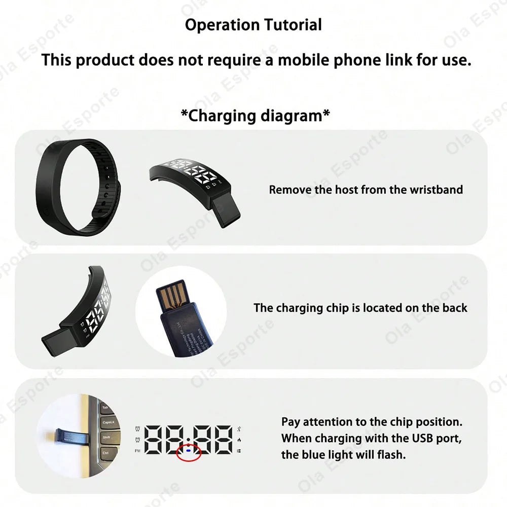 HT30 Smart Bracelet Waterproof LED Fitness Tracker